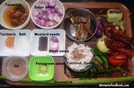 Ingredients for karuvadu kuzhambu