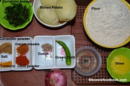 Ingredients for aloo paratha