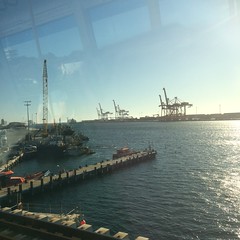 Fremantle harbour morning from the train