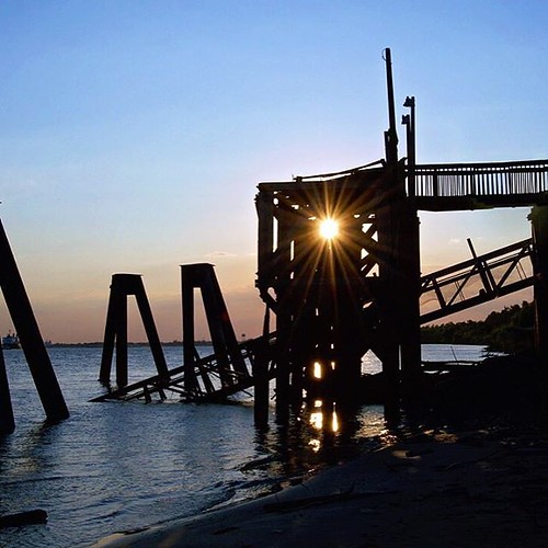 square squareformat nikon photography ryankirk longexposure goldenhour bluehour sunset pier dock rivertown riverside