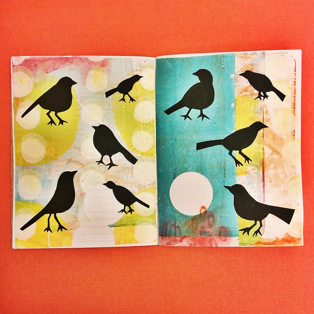 Put a bird on it, papercut over gelatin print collage #patternjanuary