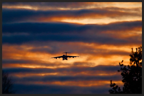 sunset sky airplane us force outdoor dusk aviation air transport galaxy usaf base airbase schemering militair ramstein c5b byjarcohage 860011