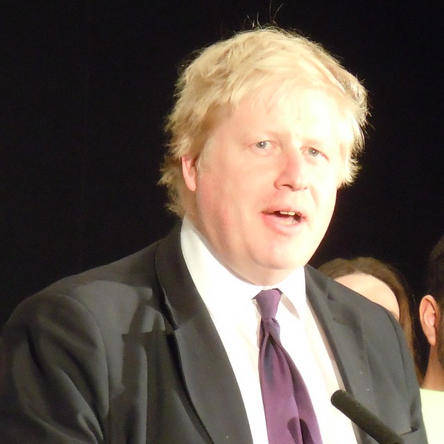 Boris Johnson addressing the Vote Leave campaign earlier today in Leeds.