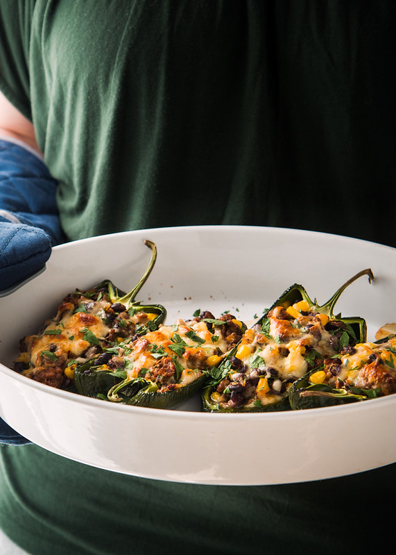 Chorizo and Black Bean Stuffed Poblano Pepper | Will Cook For Friends