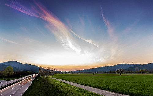 blue sunset sky cloud cars lights long exposure hills freiburg radeklokosfotografie