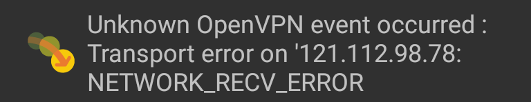 OpenVPN Connect 進行 VPN 連線失敗時的其中一種錯誤訊息