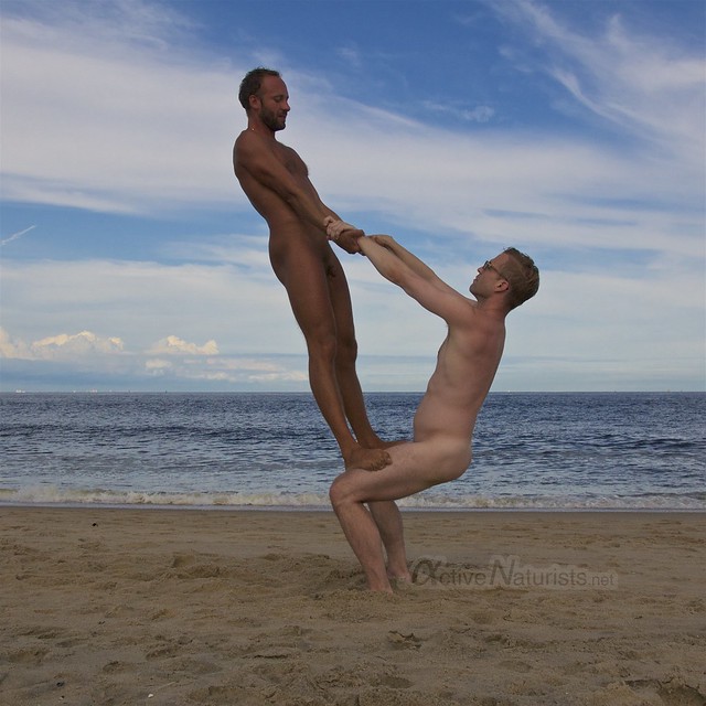 naturist acro-yoga 0013 Gunnison Beach, Sandy Hook, NJ, USA