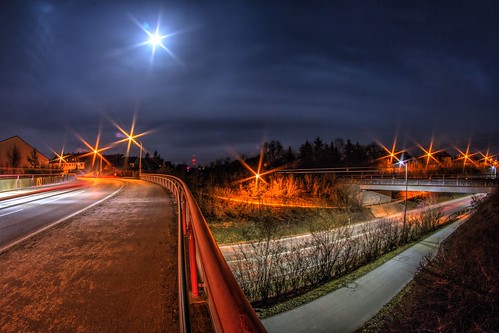 de bayern deutschland nachtaufnahme brücken langzeitbelichtung ansbach mondlicht lichtspuren