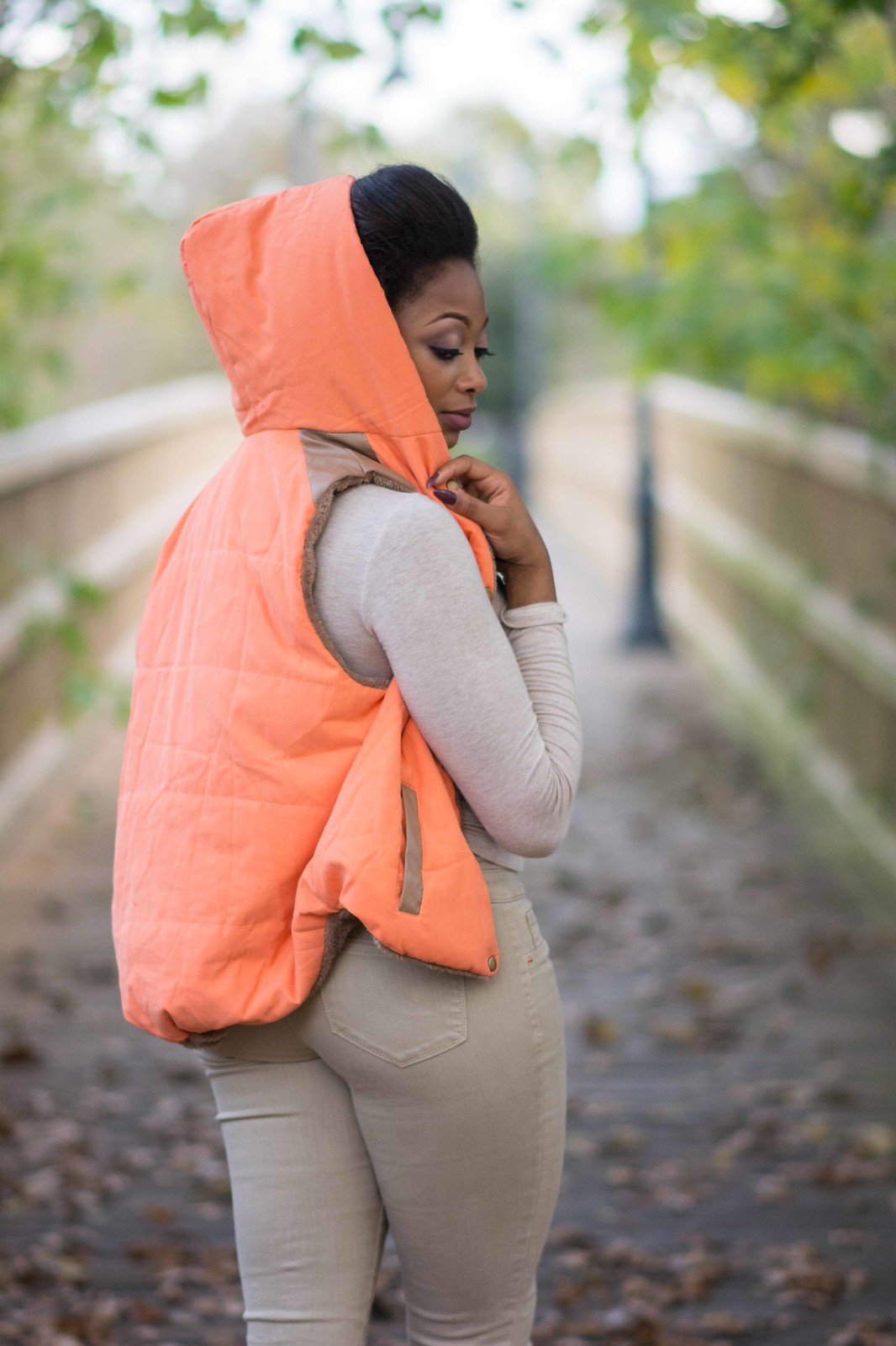 neon orange puffer vest baton rouge fashion blogger