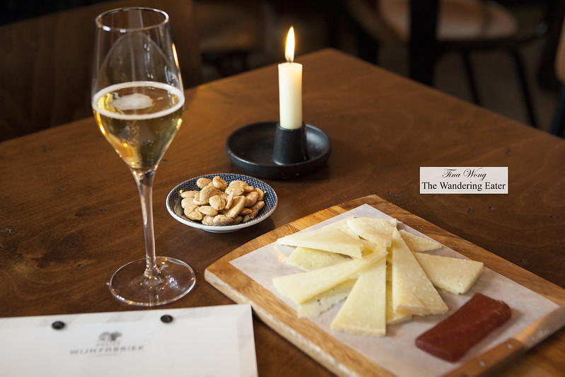 Pire Fermier Cider paired with Manchengo cheese, quince paste and Marcona almonds