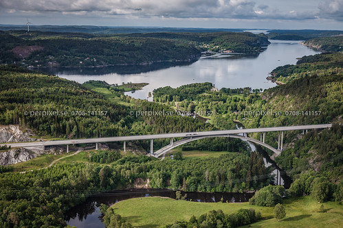 3 sverige bro e6 swe västragötaland flygfoto munkedal örekilsälven övretorp