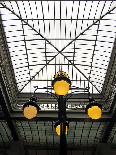 Victor Horta-designed Art Nouveau ceiling in the Comic Museum in Brussels, Belgium