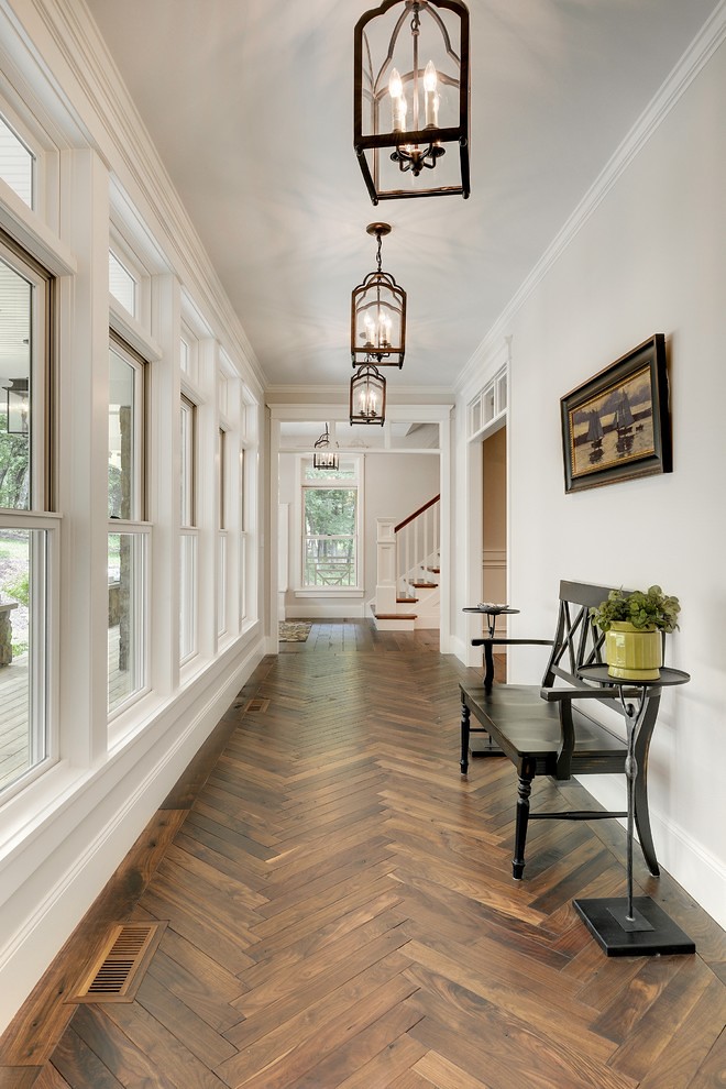 Benjamin Moore Edgecomb Gray Paint Color | Hallways Chevron Wood Floor | Home Decor Interior Decorating