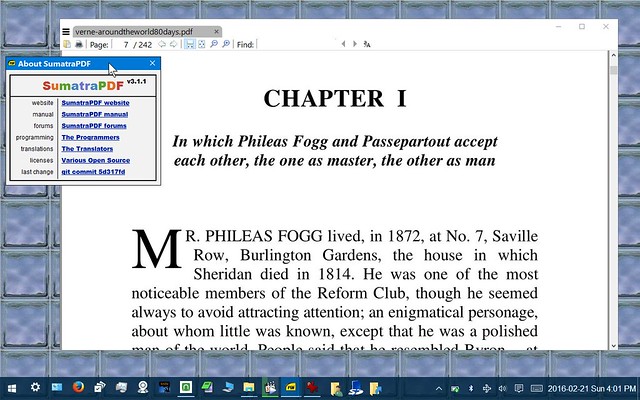 Reading a PDF Ebook Using the Sumatra PDF Software on a Windows 10 Tablet