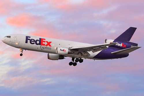 pink sunset sky colors clouds speed airplane purple jet engine fast douglas airlines fedex hdr md11 dc10 mcdonnel md10