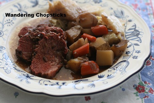 Corned Beef Pot Roast in Red Wine with Potatoes, Carrots, and Cabbage 1