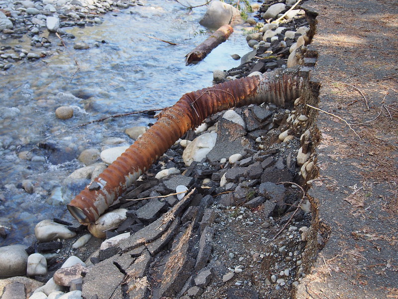 Drain Pipe: Beneath what used to be the road.