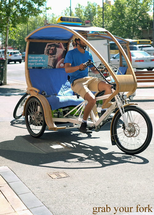 EcoCaddy hybrid-electric passenger tricycle in Adelaide
