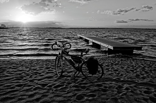 sunset blackandwhite bw bicycle garden nikon floating coolpix szczecin stettin 2050 a