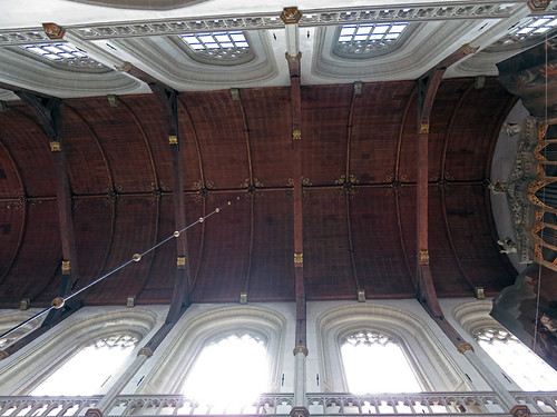 The wooden ceiling in the Nieuwe Kerk (New Church) in Amsterdam, Holland