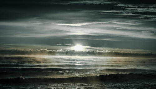 ocean sea blackandwhite white black fog sunrise blackwhite sweden österlen seafog rigeleje steamfog