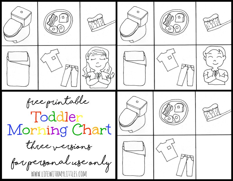This free printable toddler morning chart is the perfect way to help your toddler get ready for the day! Three different downloadable versions and you can customize it with your own colors! This is such a great way to encourage independence and end morning tantrums!