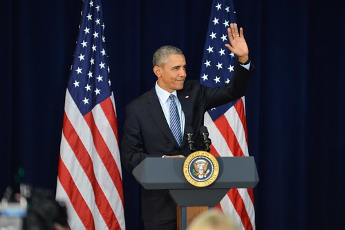 President Obama Waves to Attendees at the 2016 Chief of Missions Conference