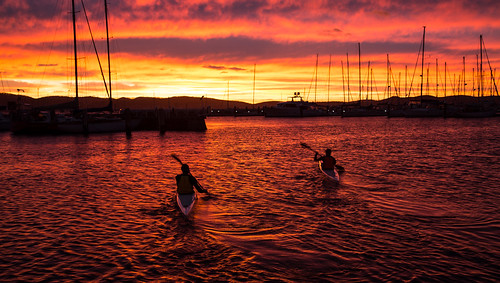 morning red sky marina sunrise early kayak paddle kayaking tasmania yachts hobart paddling kayaks