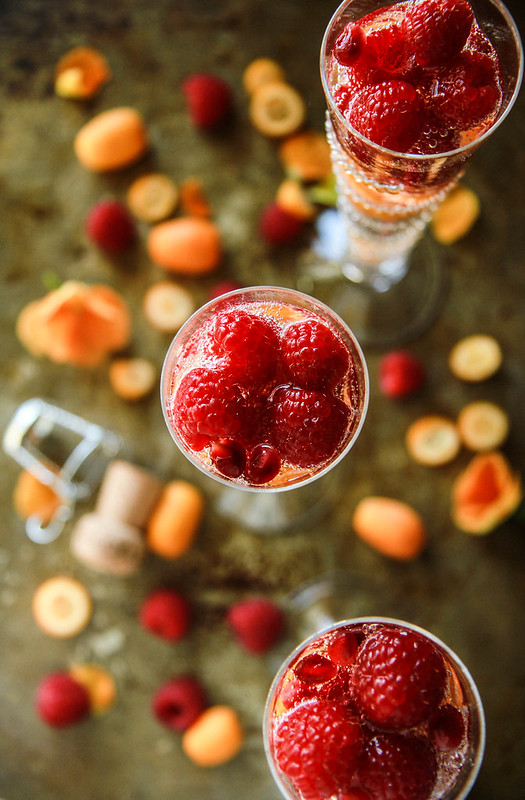 Kumquat Raspberry Rose Champagne Cocktails