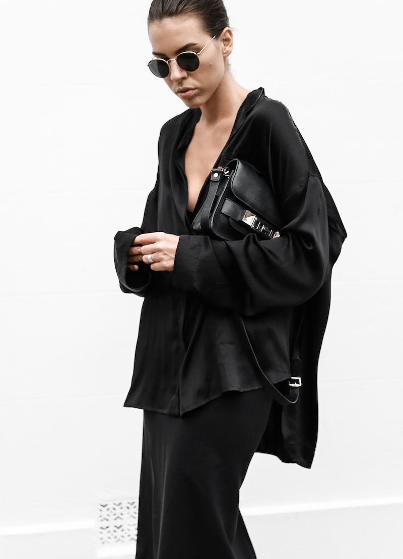 all black outfit inspo street style silk Proenza Schouler Mini fashion blogger Haider Ackermann modern legacy Instagram (1 of 7)