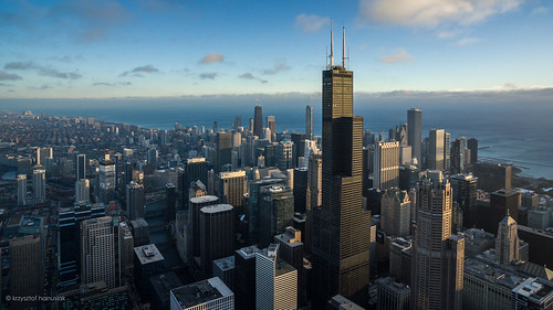 city morning sky chicago sunrise landscape us illinois cityscape unitedstates horizon aerial il