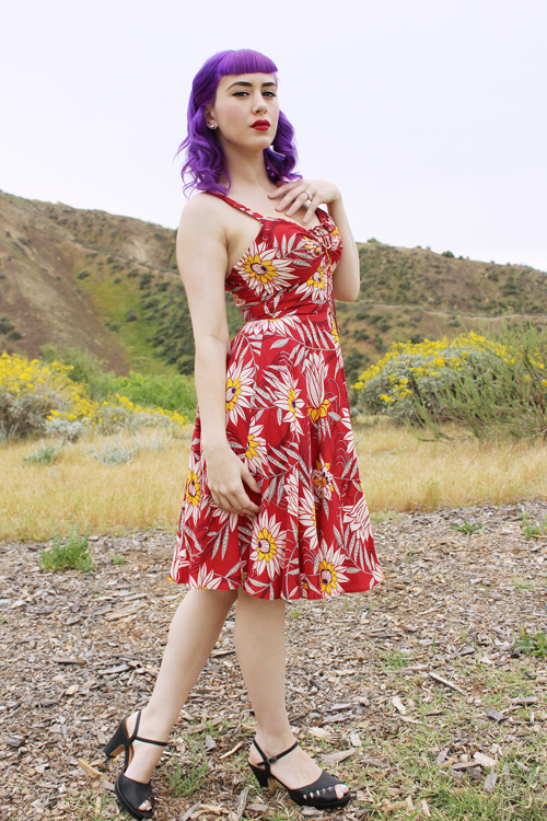 Trashy Diva L'Amour Dress in Red Waterlilies Print
