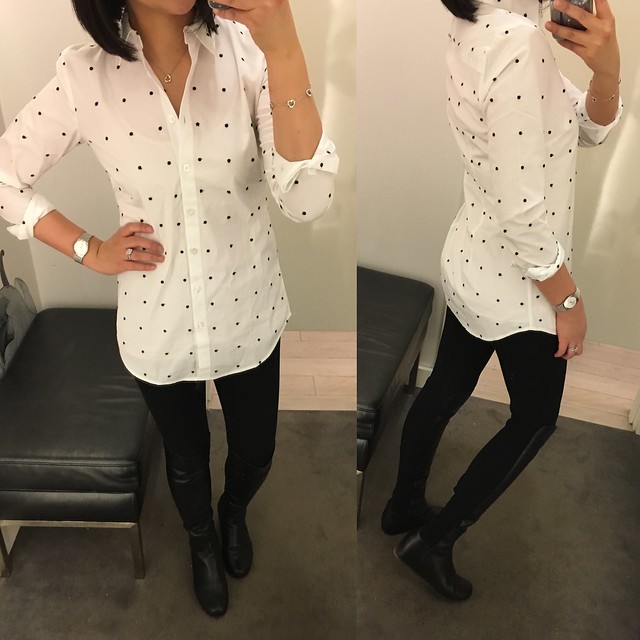  Ann Taylor Embroidered Dot Perfect Shirt