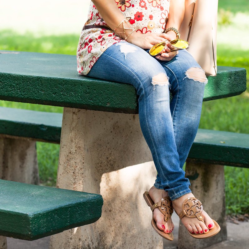cute & little blog | ag jeans, tory burch miller sandals | spring summer look