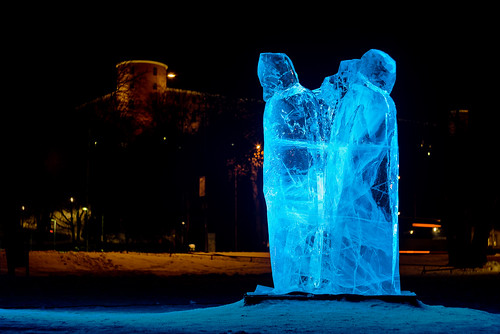 city blue winter light cold color colour castle art ice beautiful festival night 50mm lights trapped cool view stuck sweden sony uppsala scandinavia scupture diffuse helios442 photstory icescupture thousandwinters