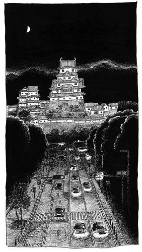 castle japan sketch drawing dessin himeji japon croquis carnetdevoyage urbansketch urbansketchers urbansketcher