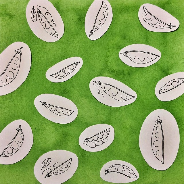 All week long when I thought on the #letsmakepatterns / #patternswithanika theme of #veggies, I thought of sugar snap peas. In the end I decided to stick with the pea pods alone. We grow them in our garden and every year there are more and more... Still,