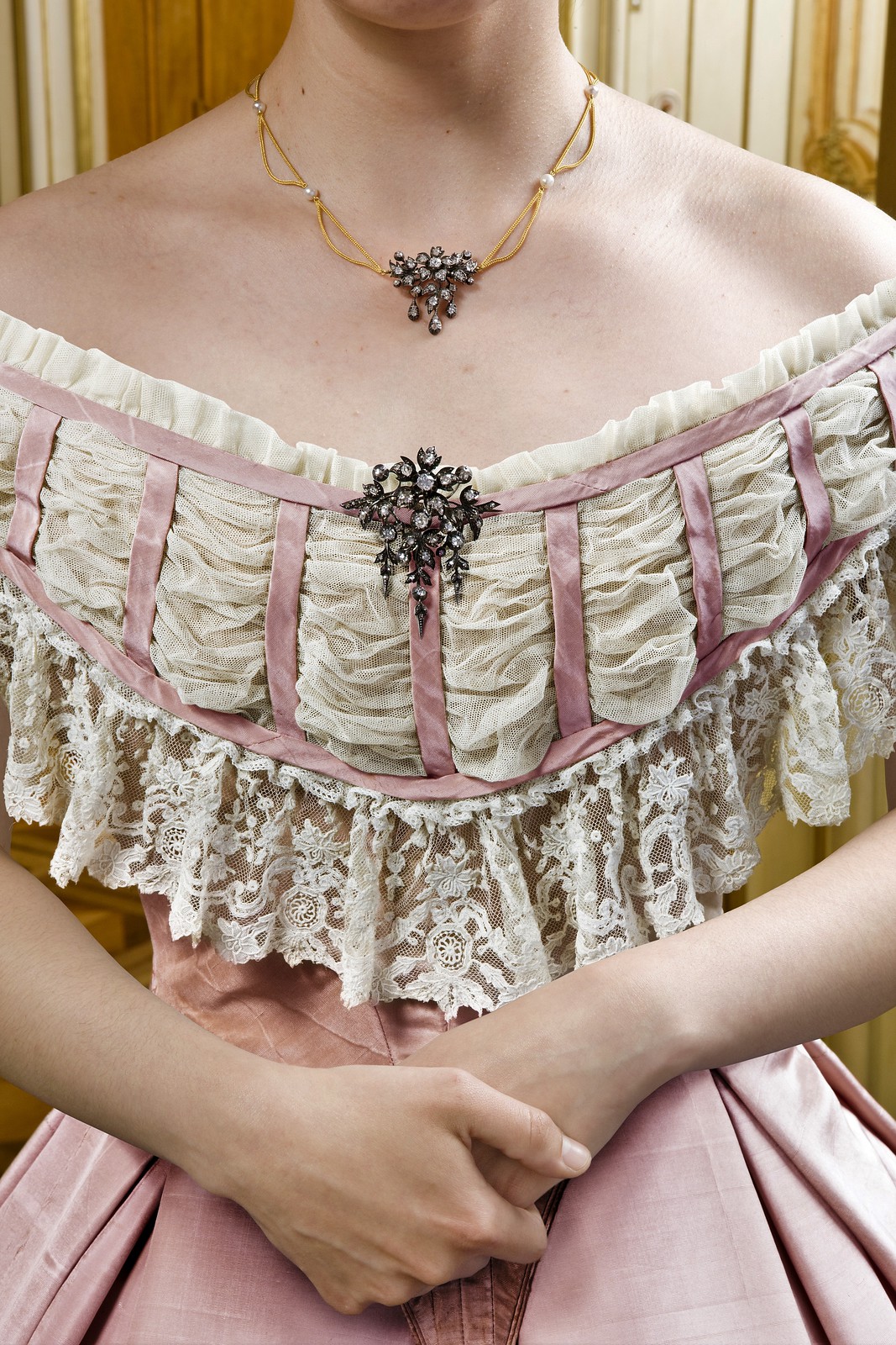 Detail of the dress Wilhelmina was wearing for the portrait of 1865