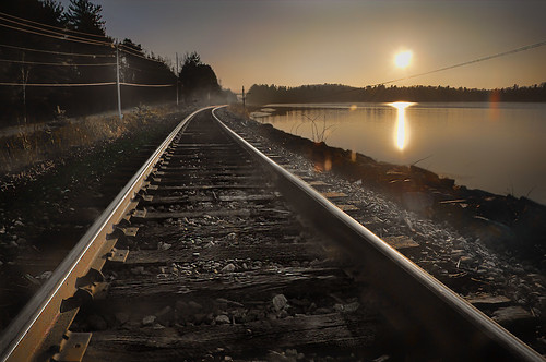 winter sunset sky sun lake ontario water sunrise nikon huntsville tracks rail railway muskoka topaz adjust