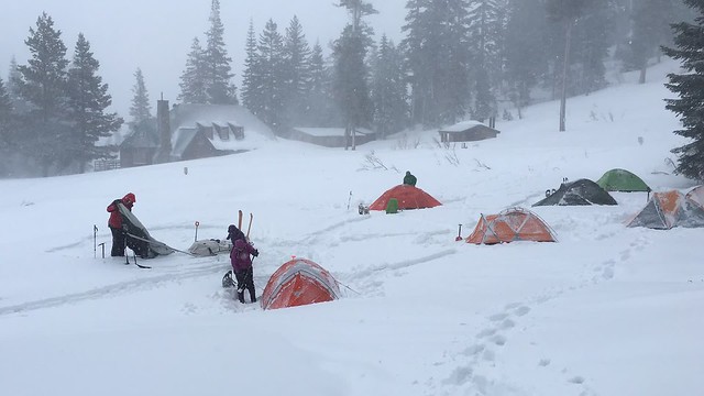 Setting up camp in Snow