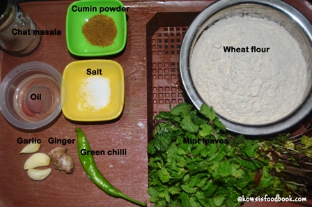 Ingredients for mint paratha