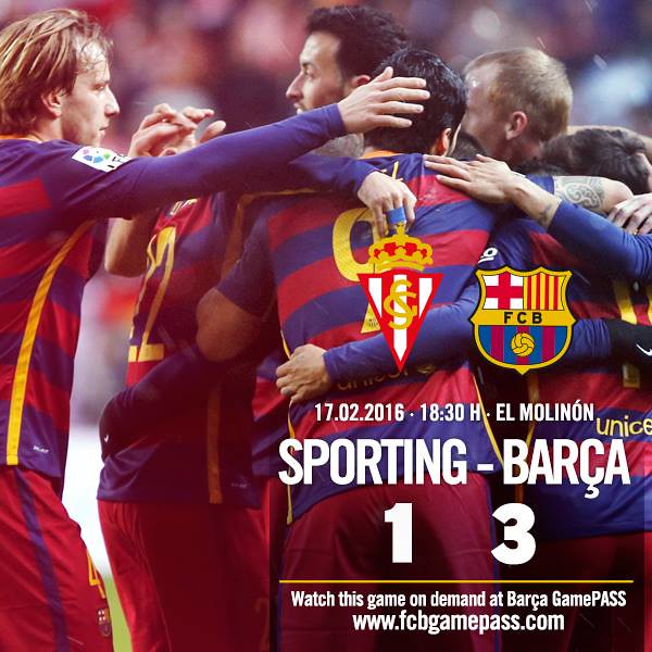 Liga BBVA (Jornada 16): Real Sporting de Gijón 1 - FC Barcelona 3