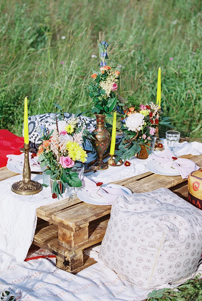 Vibrant wedding tablescape for Bohemian wedding inspiration shoot in the countryside with a dose of vibrancy | photo by Igor Kovchegin | Fab Mood - UK wedding blog #bohemian