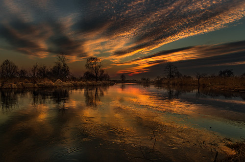 sunset sky nature water clouds reflections river landscape twilight riverside pentax dusk poland waterscape piotrfil