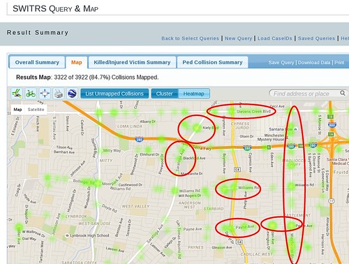 San Jose District 1: pedestrian and cyclist collision hot spots