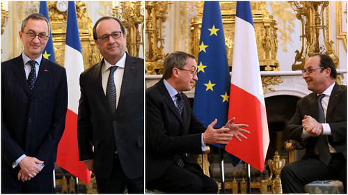 © Présidence de la République – L.Blevennec Presenta el embajador Juan Manuel Gómez Robledo cartas credenciales al presidente François Hollande
