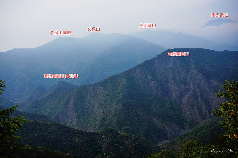 前：著地螺留山。後：久保山、大武藏山