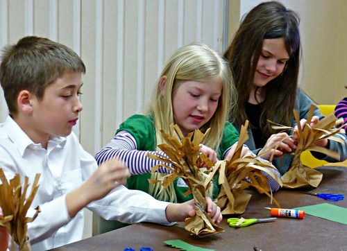 In the Art Workshop, 1st students created trees for the garden scene