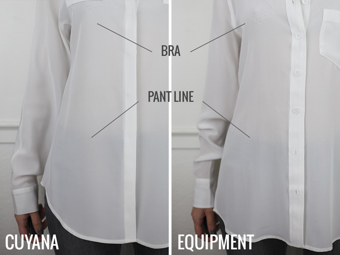 Cuyana vs. Equipment silk shirt sheerness