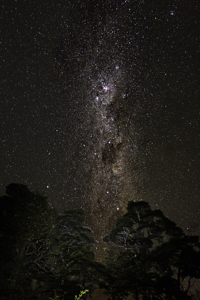 Night sky over Mintaro Hut, Milford Track, New Zealand